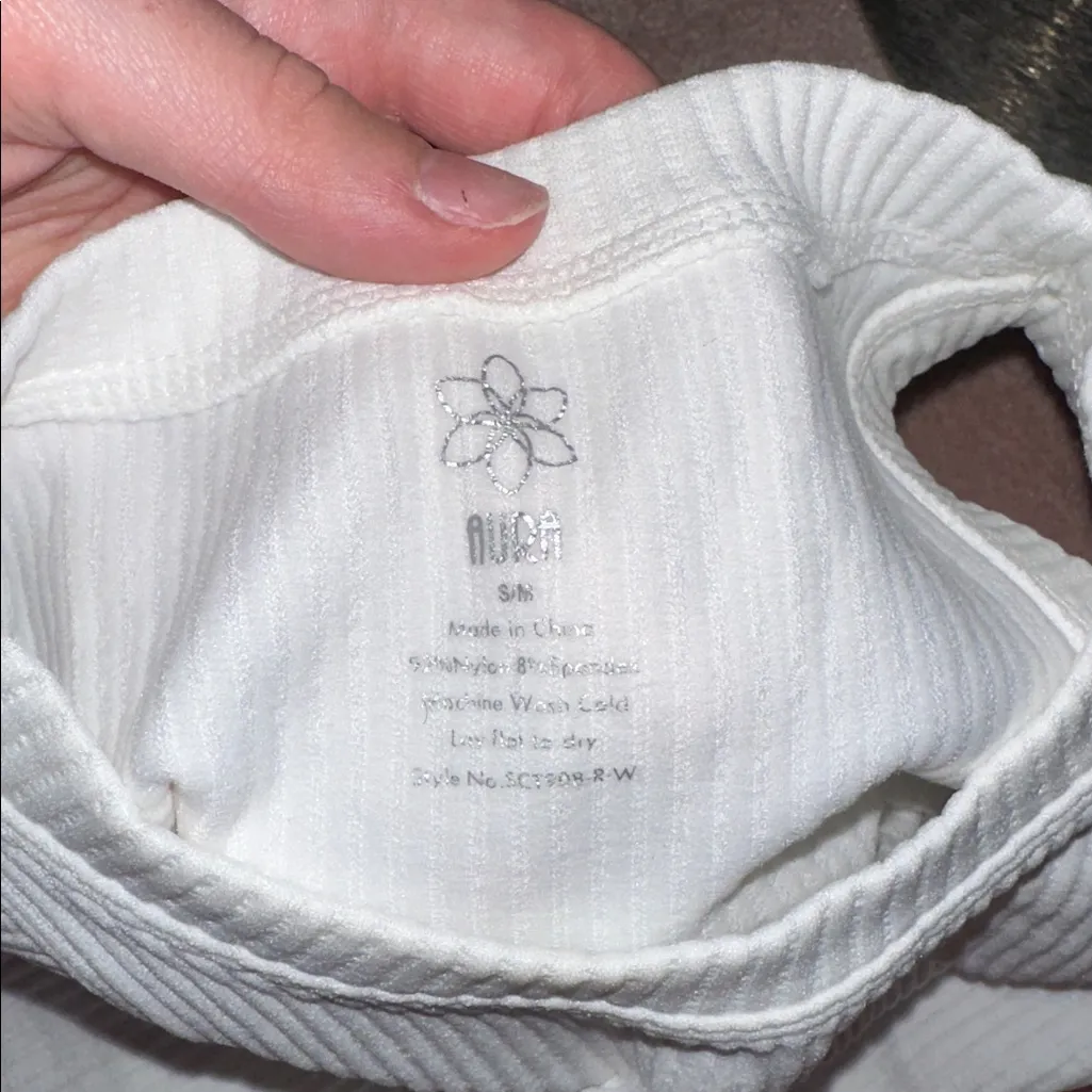 AURA White Stretchy Ribbed High Neck Tanktop - Image 3