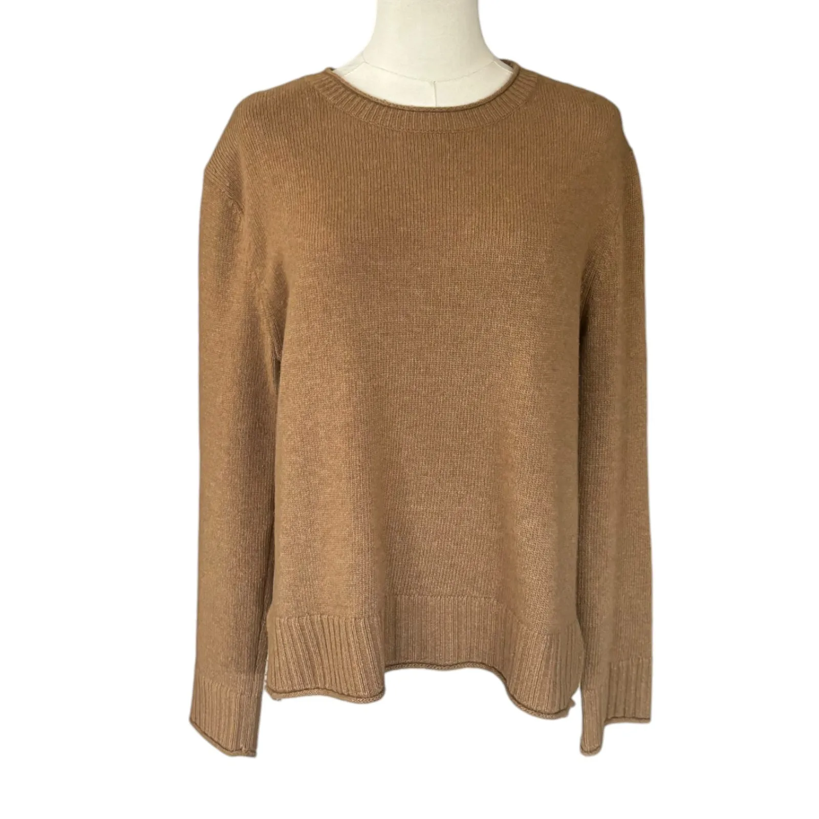 Jenni Kayne‎ Everyday Sweater Crewneck Dark Camel Size XS - Image 4