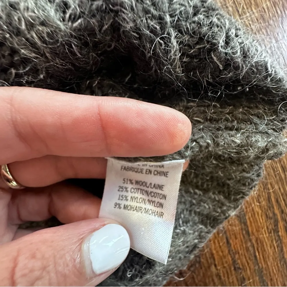 THEORY Bramsy Airmix Dark Gray Cable Knit Chunky Sweater Size Small 1357 - Image 4