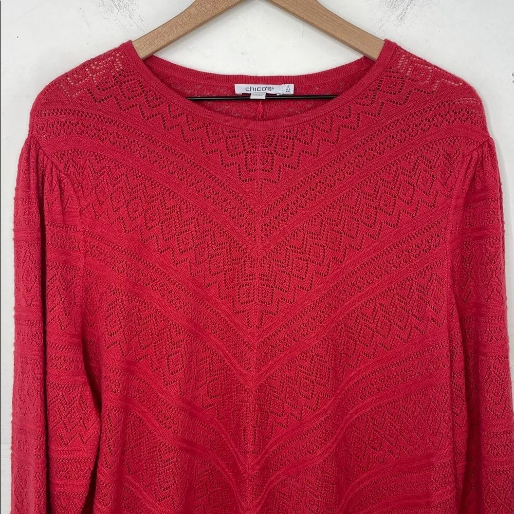 Chico’s Pointelle Cashmere Blend Pullover Sweater size XXL - Image 3