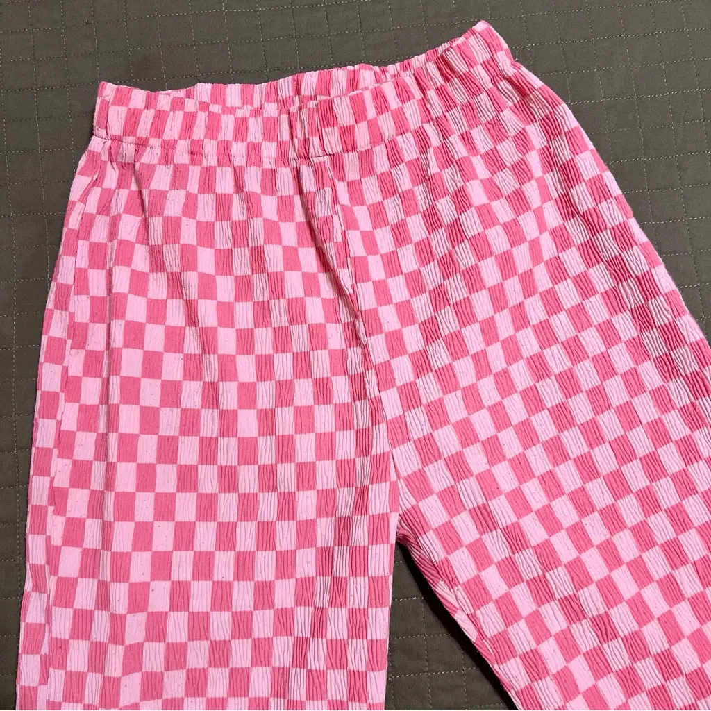 Emory Park Pink Checkered Wide-Leg Pants - Image 3