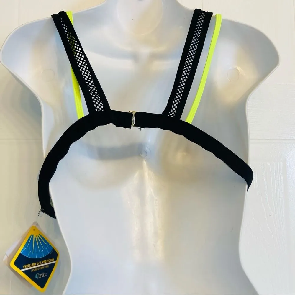 Fabletics Neon Costa Mesh Layer Triangle Bikini Top Removable Cups Sz‎ Large NEW - Image 6