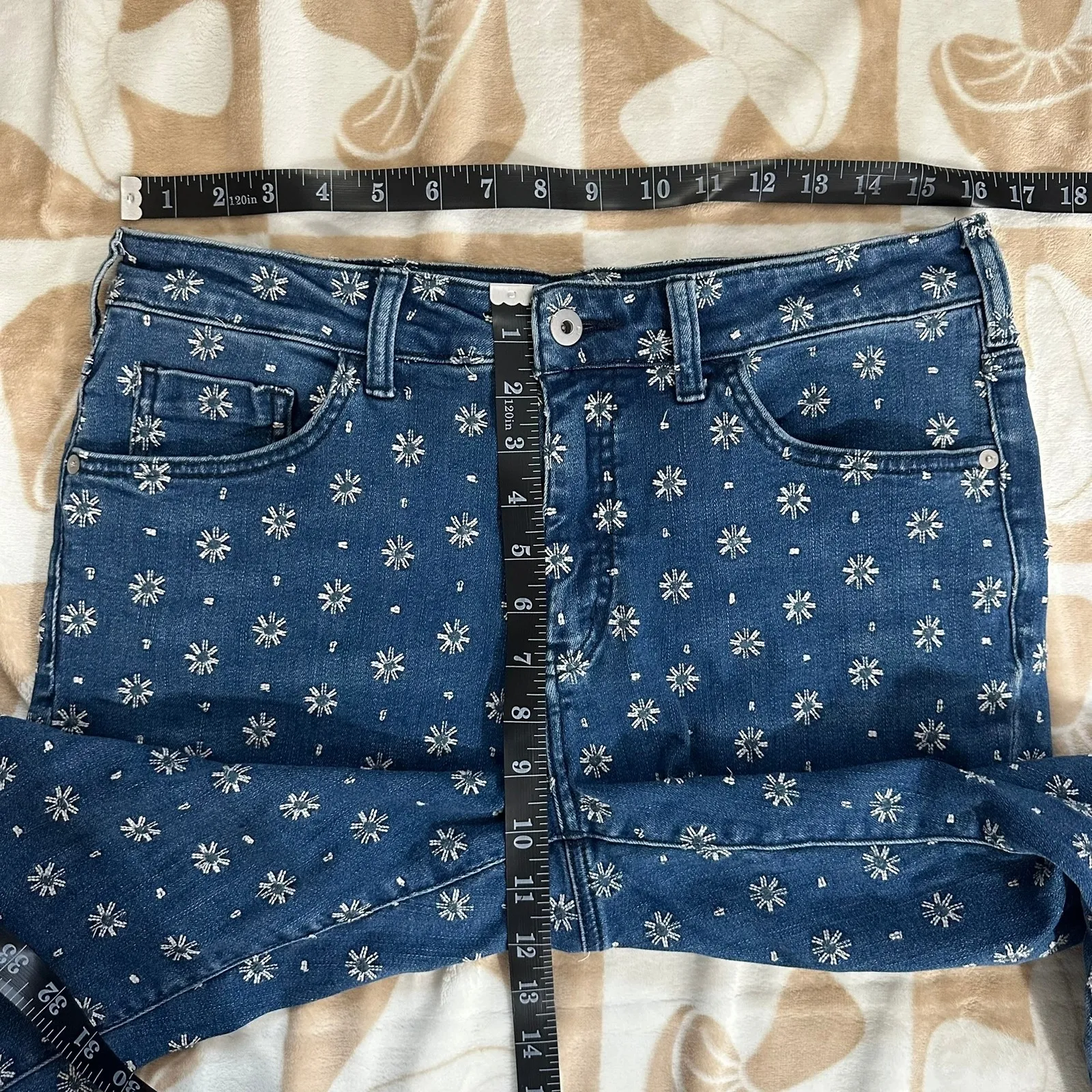 Pilcro and the Letterpress | High Rise Bootcut Jeans Floral Embroidery | 31" - Image 8