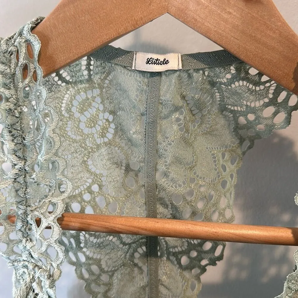Listicle Medium Seafoam Lace Bralette - Image 7