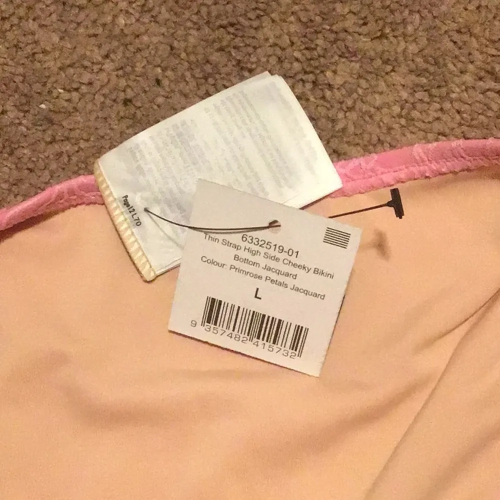 Cotton On thin strap high waisted side cheeky bottoms jacquard pink - Image 8