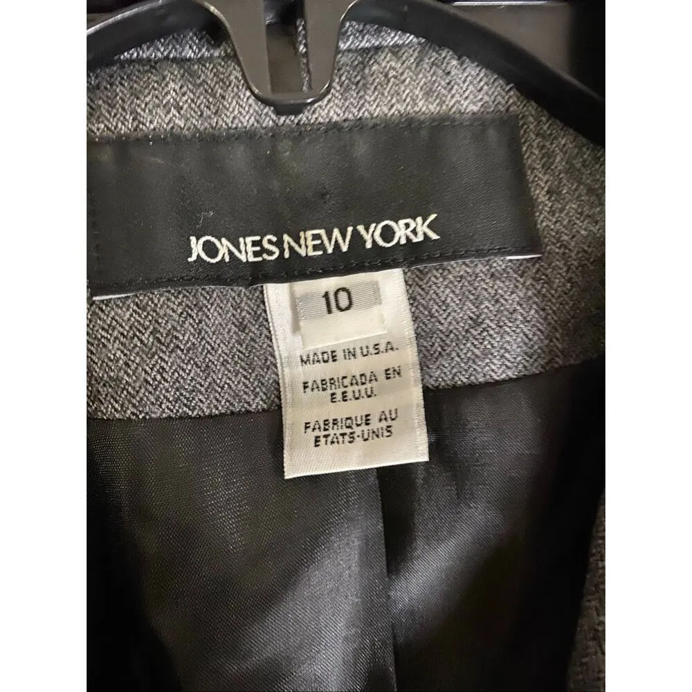 Jones New York Vintage Grey 3 Button Wool Blazer Size 10 - Image 3