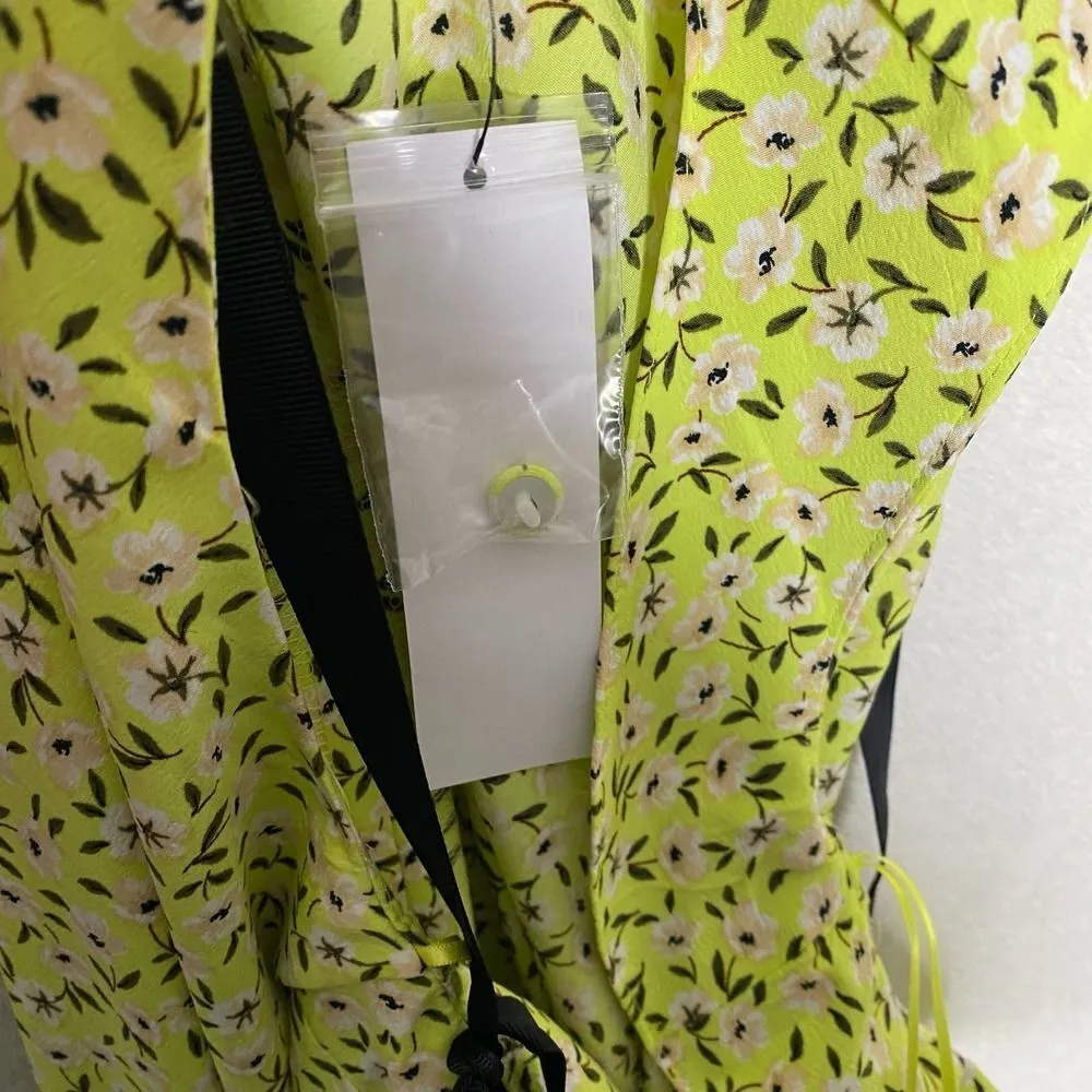 Sleeveless Floral Square Neck Drop Waist Midi Dress Tie Strap Size 8 - Image 8