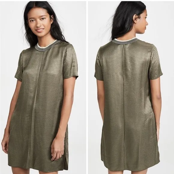 NWT Rag & Bone Ali Houndstooth Shift Dress Olive - Image 2