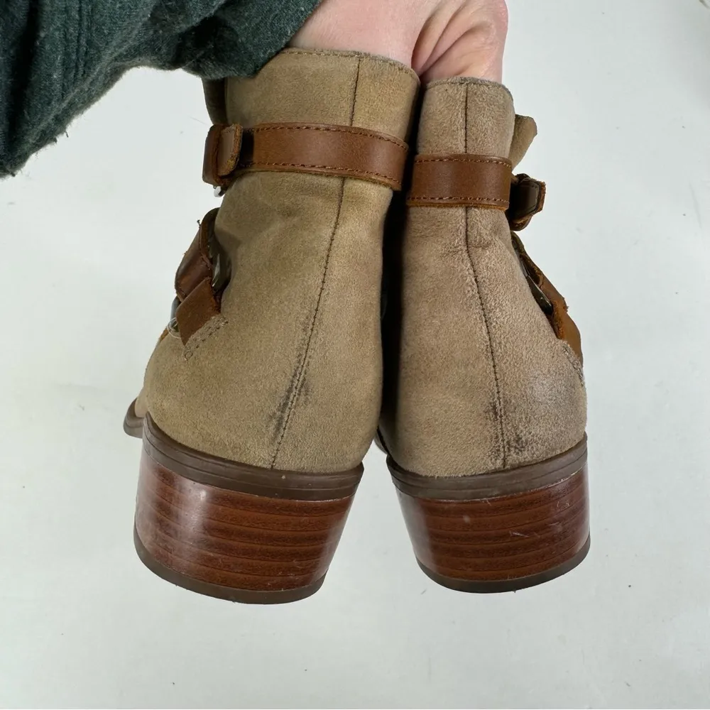 Lauren Ralph Lauren Light Tan Suede Ankle Boots with Decorative Straps Size 8.5‎ - Image 5