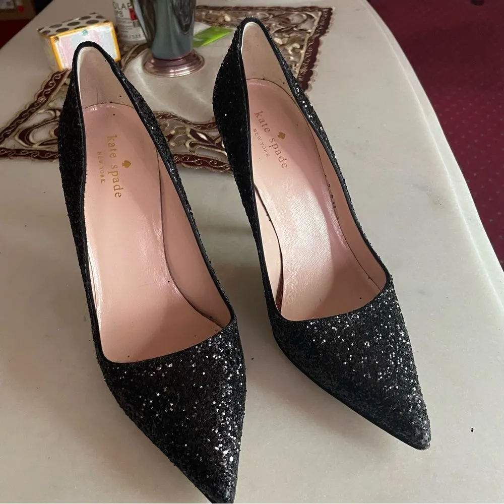 Kate Spade Black Glitter Valerie Pump Heels- Size 6 - Image 3