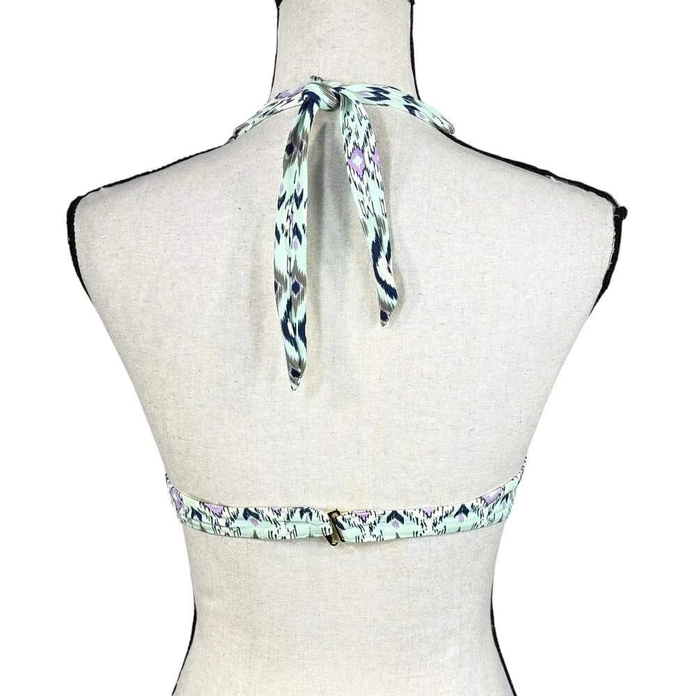 Victoria’s Secret SZ 32A Bikini Swim Top Ikat Molded Padded Cup Tie Halter Multi - Image 4
