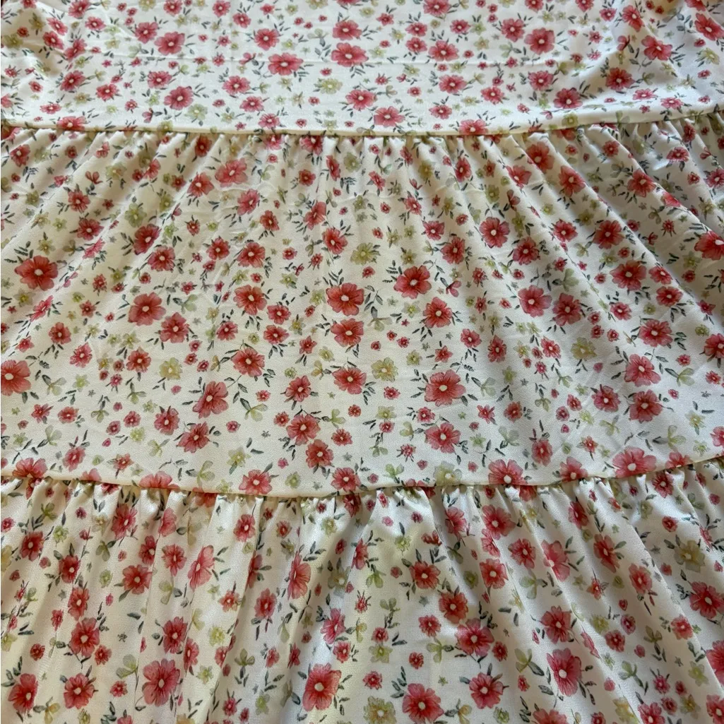 Nclook Mini Dress Floral Tiered V Neck Womens Large New With Tags Summer Casual White - Image 6