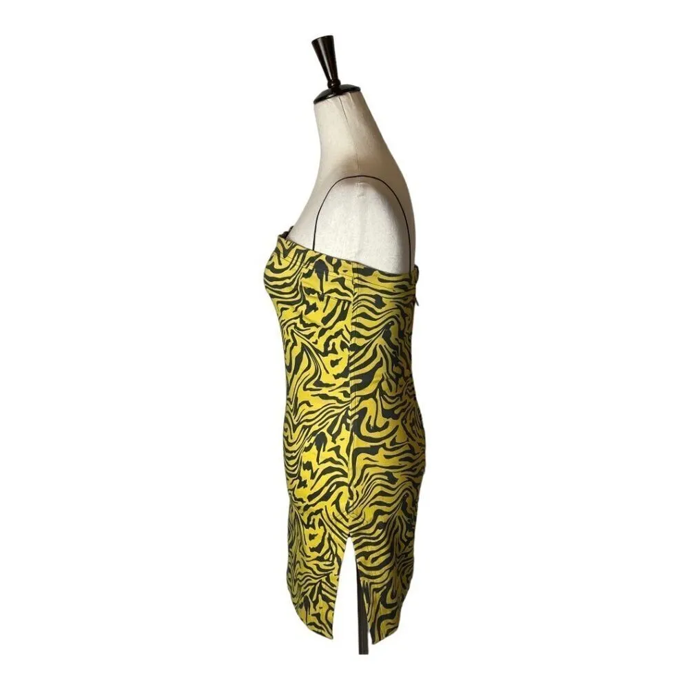Miaou Yellow And Black Zebra Print Lottie Bodycon Mini‎ Dress Size S - Image 7