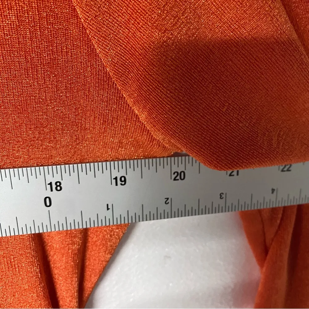 JLUXLABEL KARA MOCK NECK DRESS MIDI 2XL SLINKY STRETCH WAIST GATHERING ORANGE - Image 6