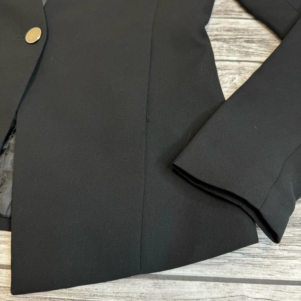 Forever 21 Women's V Neck Single Button Blazer Black S SM Small Lined No Collar - Image 7