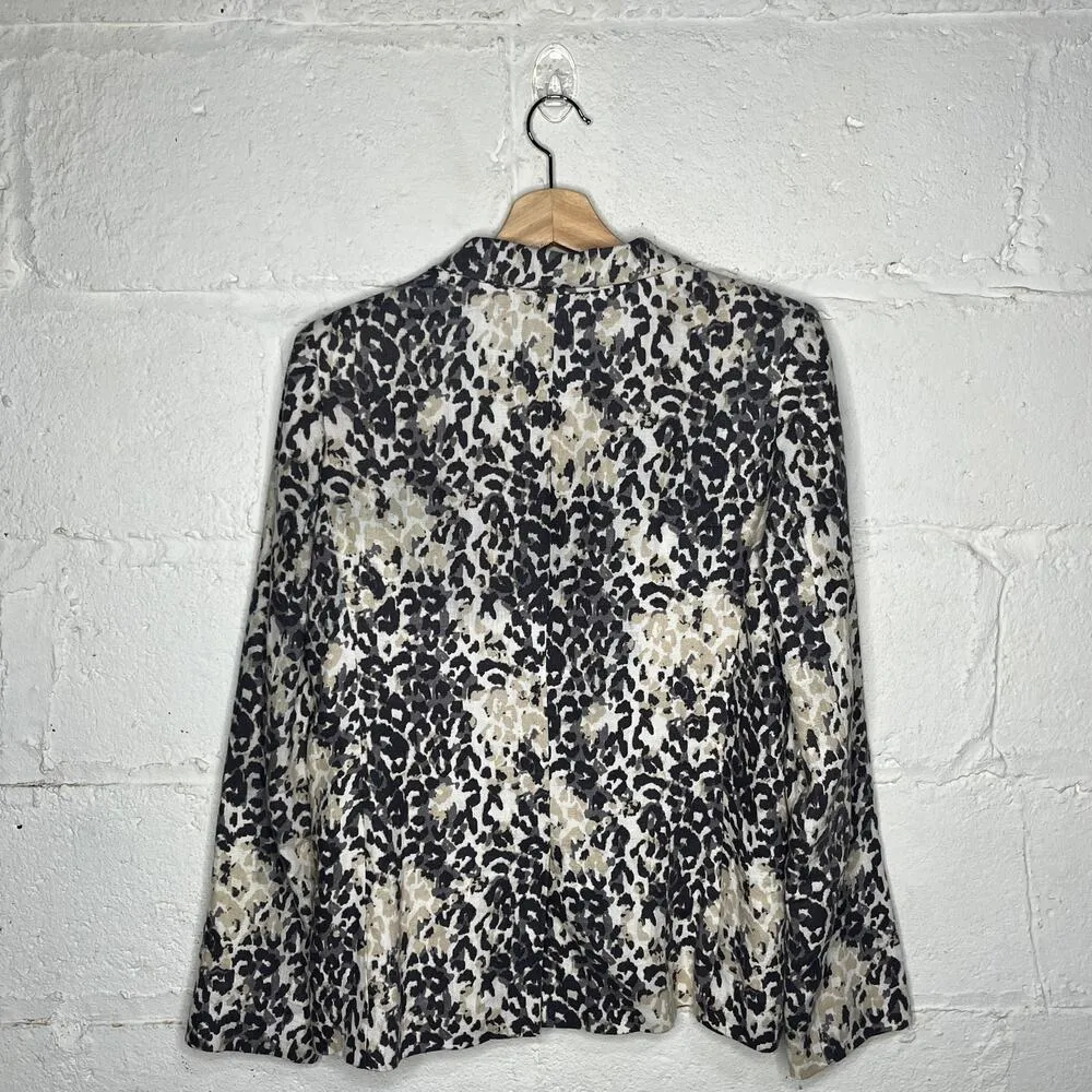 Joie Women’s Gray Mehira Ombre Animal Print Linen Blazer Size 8 - Image 3