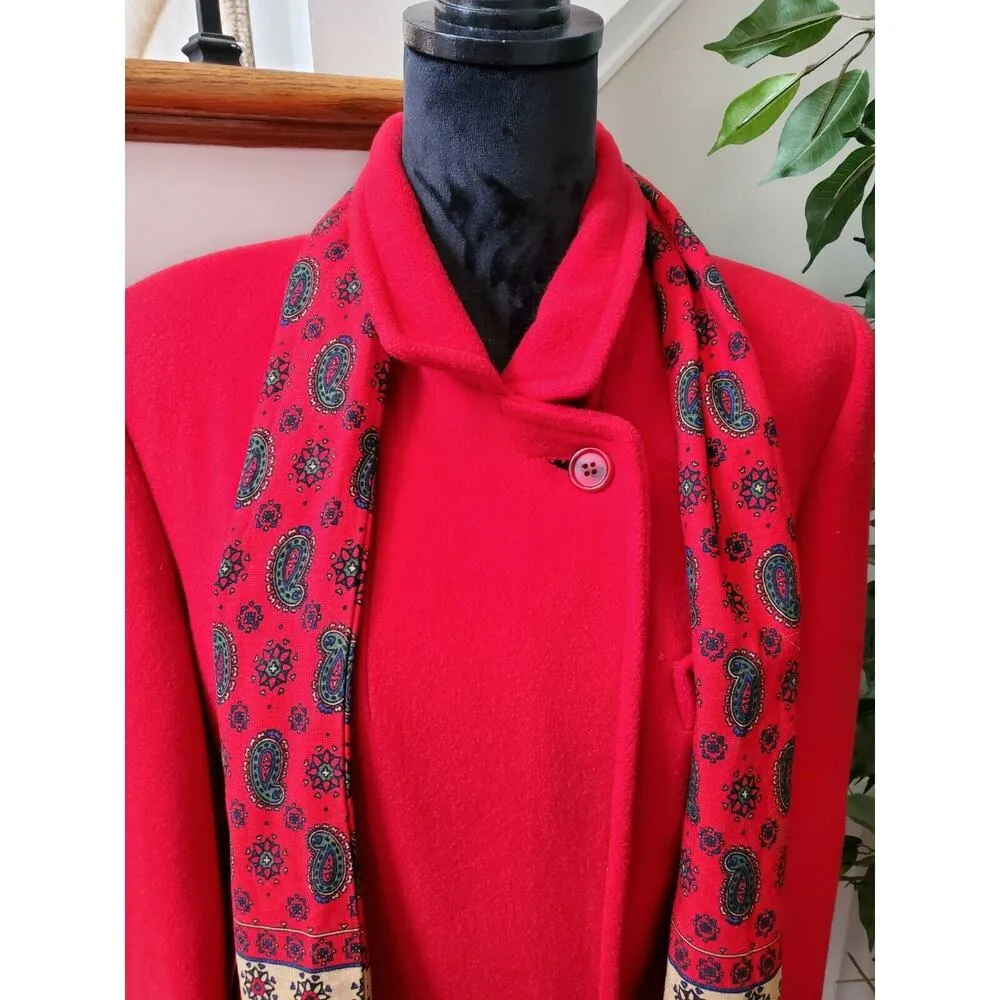Vintage Central Park Women's Solid Red Long Sleeve Double Breasted Buttons Coat Size L - Image 11