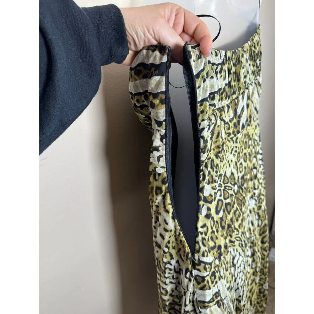 NWT VTG 90s Y2K Leopard Babydoll Sleeveless Tiered 100% Silk Midi Dress Size 14 - Image 5