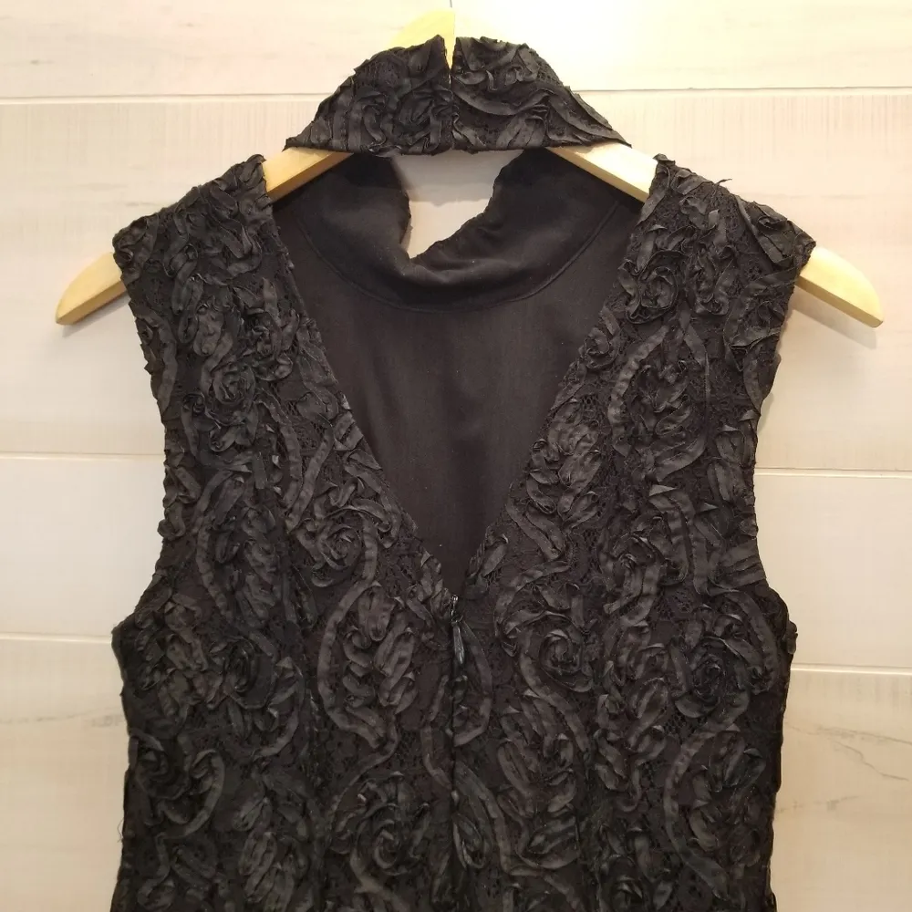 {4} Free People Black Night Queen Floral Lace Collar Neck Cocktail Dress - Image 5