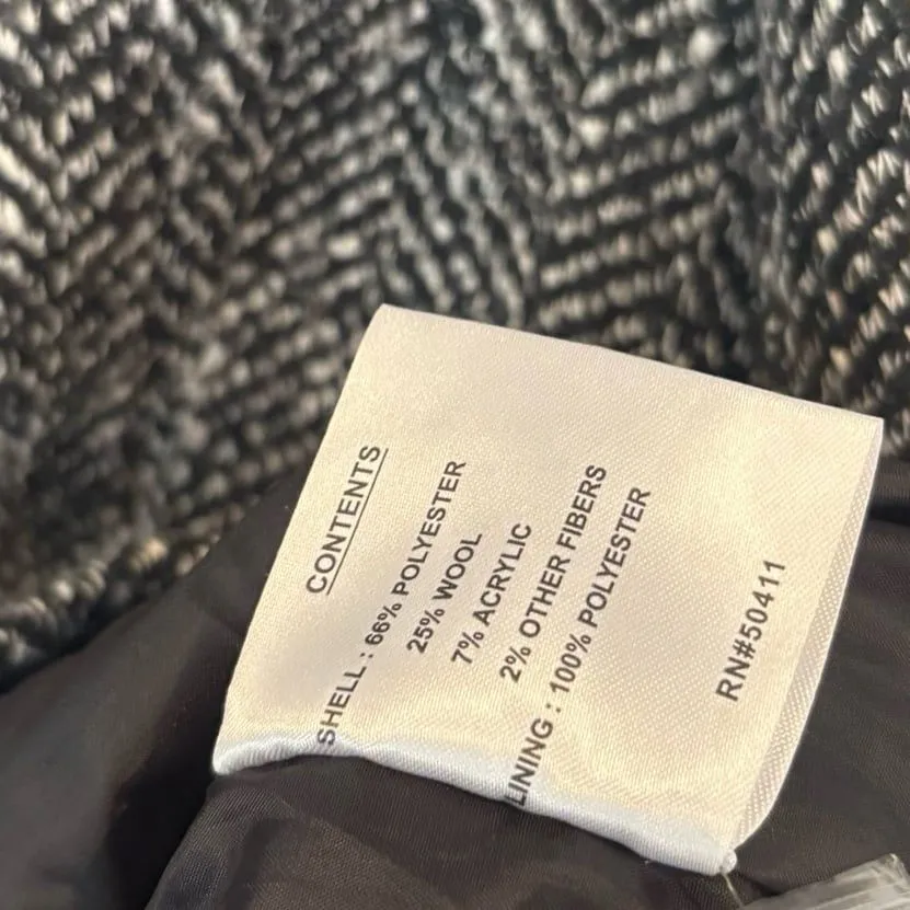 Nine West‎ Black And White Wool Blend Coat Size Large - Image 7