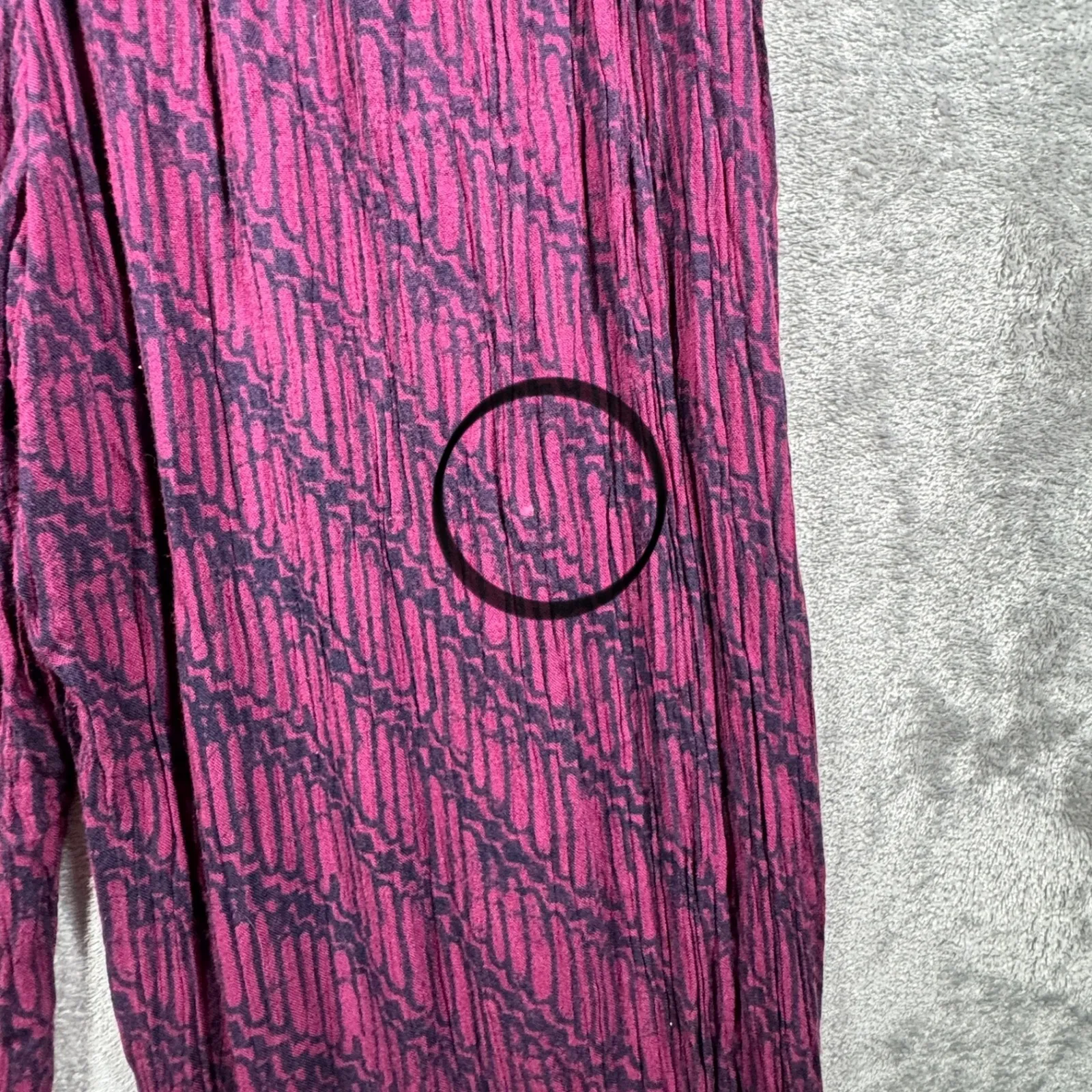 Free People Jumpsuit Small S Magenta Purple Smocked Wide Leg Boho Gypsy Festival - Image 5