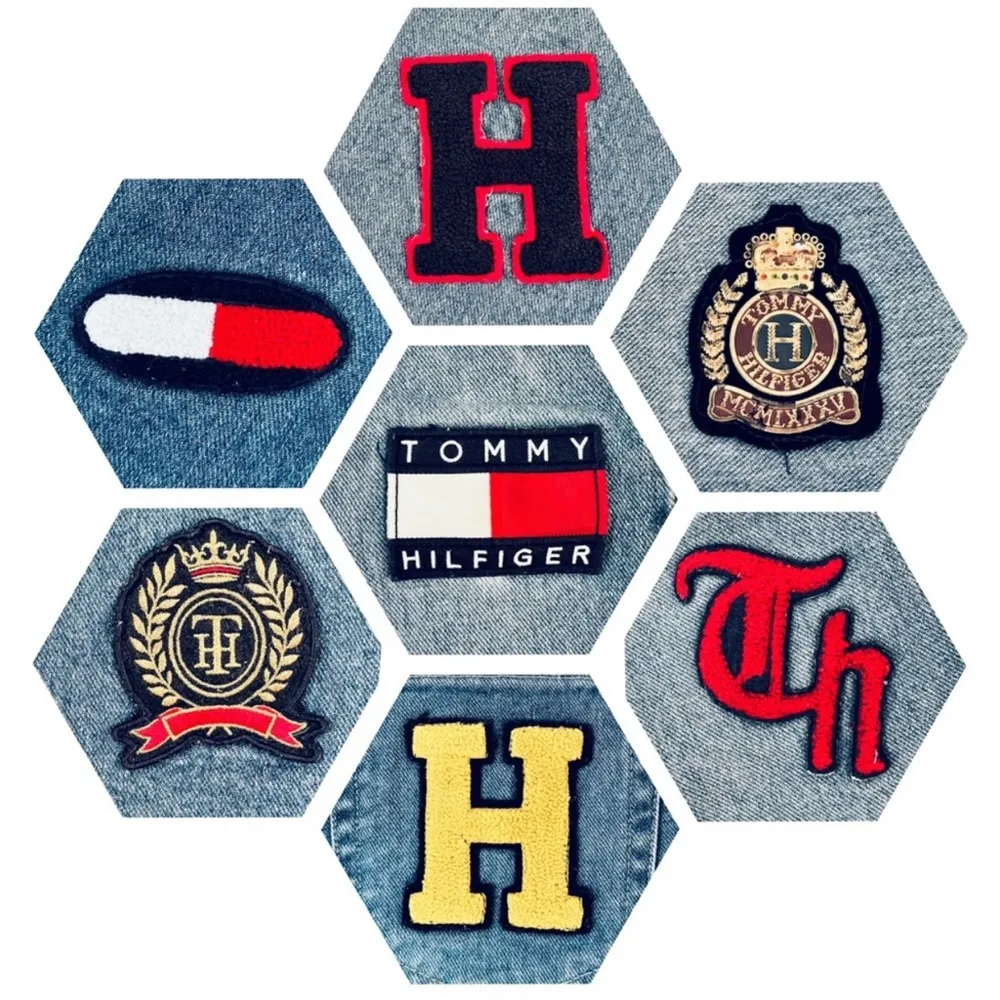 Y2K  Jeans Denim Letterman Patches Embroidered Academia Monogram - Image 3