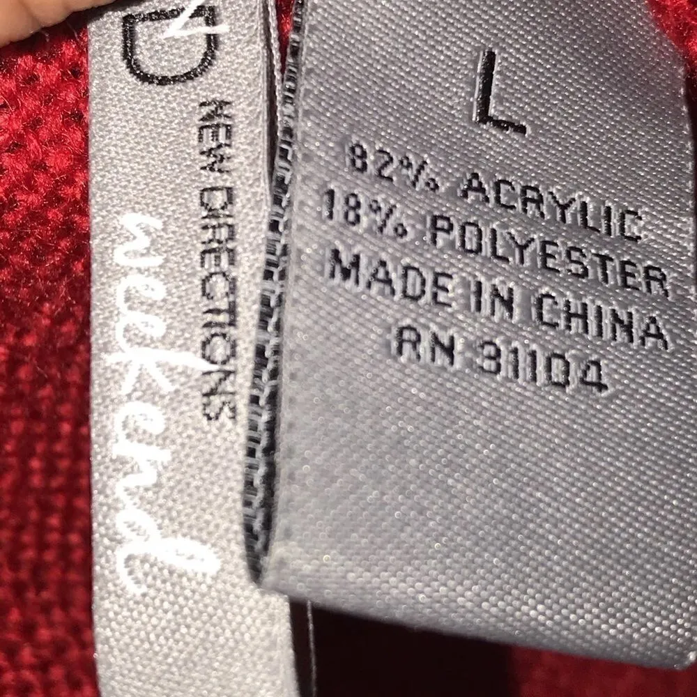 New Directions Weekend Glitter Knit Large Red - Image 8