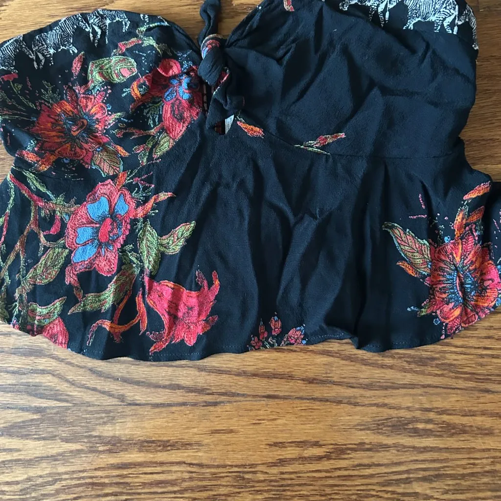 Free People Sunshine Safari Cropped Top Sweetheart Neckline Size 0 Size XS Flora - Image 5
