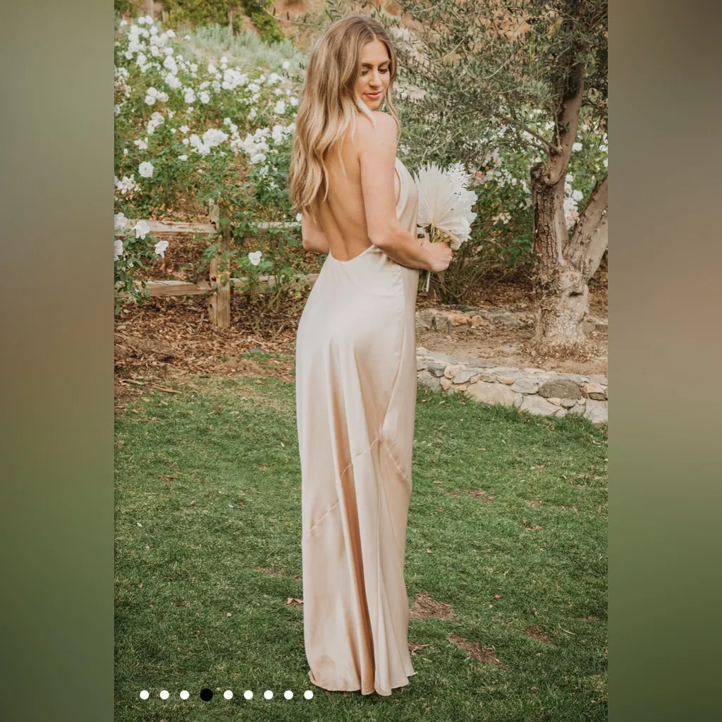 NWOT SHOW ME YOUR MUMU Jasmine Halter Maxi Color Color Champagne Satin size: S - Image 7