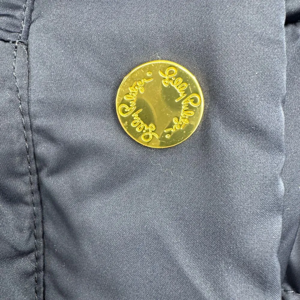 Lilly Pulitzer Isabelle puffer vest down filled XS zip front quilted navy blue - Image 9