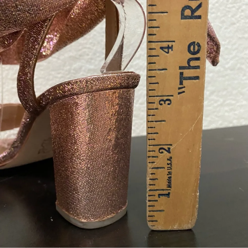 ULLA JOHNSON Cupid Heel Sandals Sparkle Lurex Pink Metallic Size 38 / US 8 - Image 13