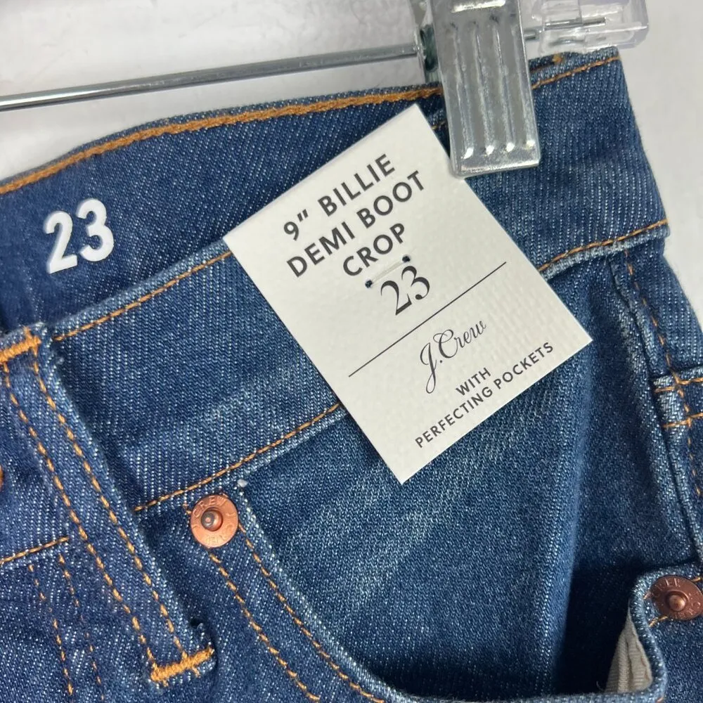 NWT J. Crew 9" Billie Mid-Rise Demi-Boot Crop Jean Lantern Wash Raw Hem Size 23 - Image 5
