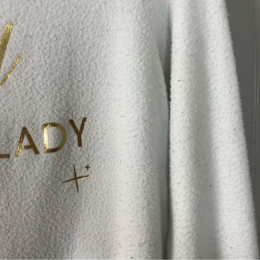 Wildfox Foxy Lady Fleece Sweatshirt XS Women’s White Gold Sweater Crewneck - Image 5