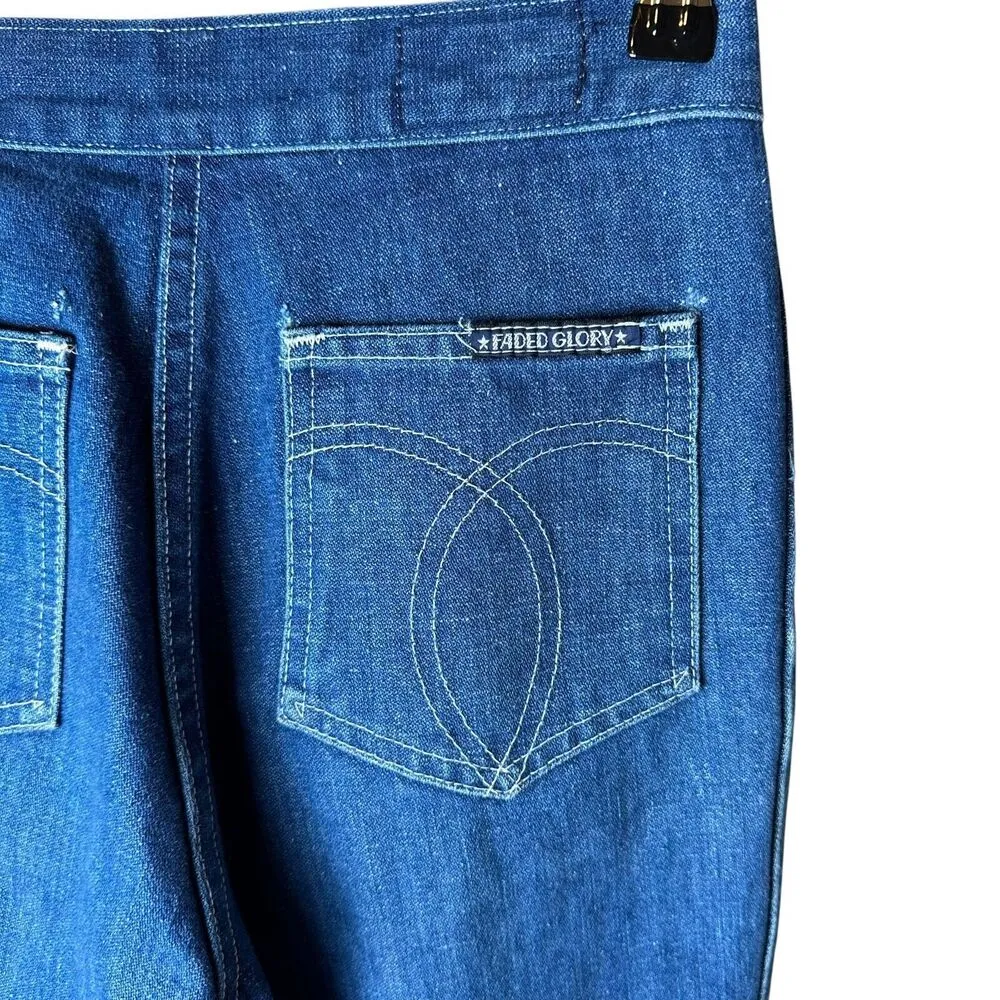 1970s Faded Glory Flare Bell Bottom Denim Jeans | Scovill USA Made Roller Girl - Image 3