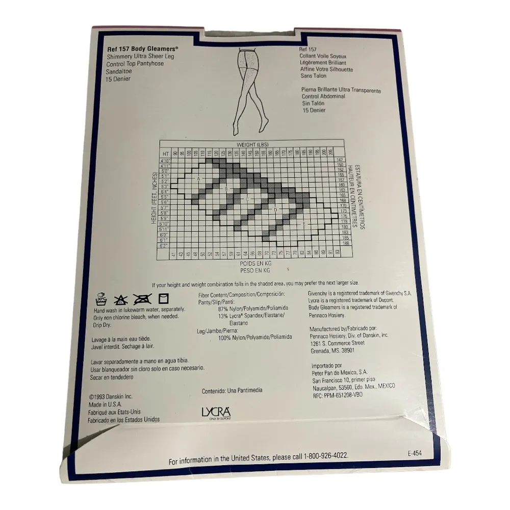 Givenchy Vintage Body Gleamers Shimmery Ultra Sheer Pantyhose Silver Fox Size C - Image 2