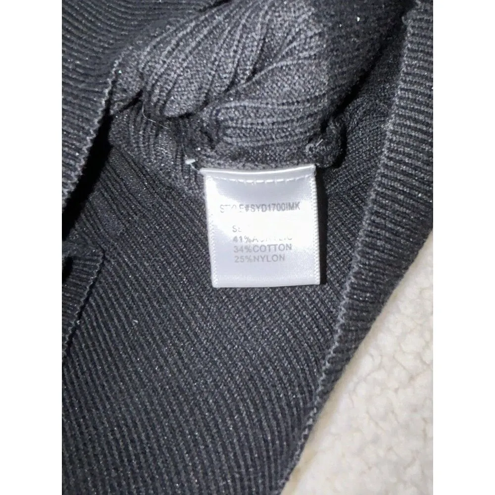 Dee Elly Womens Black Knit Cropped Tank Top w/ Cut-out Decorative Stitches Sz L - Image 5