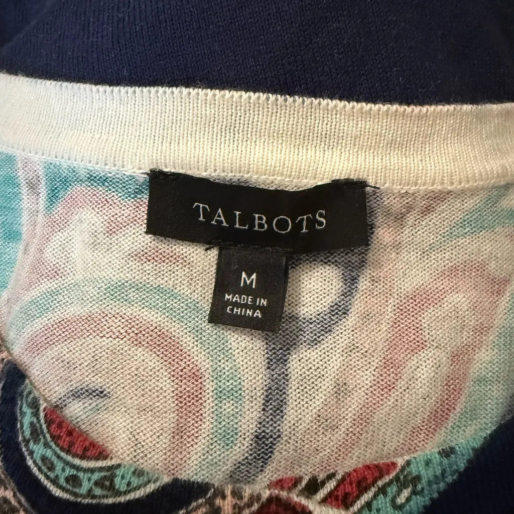TALBOTS Charming Cardigan - Bright Paisley Size M - Image 5