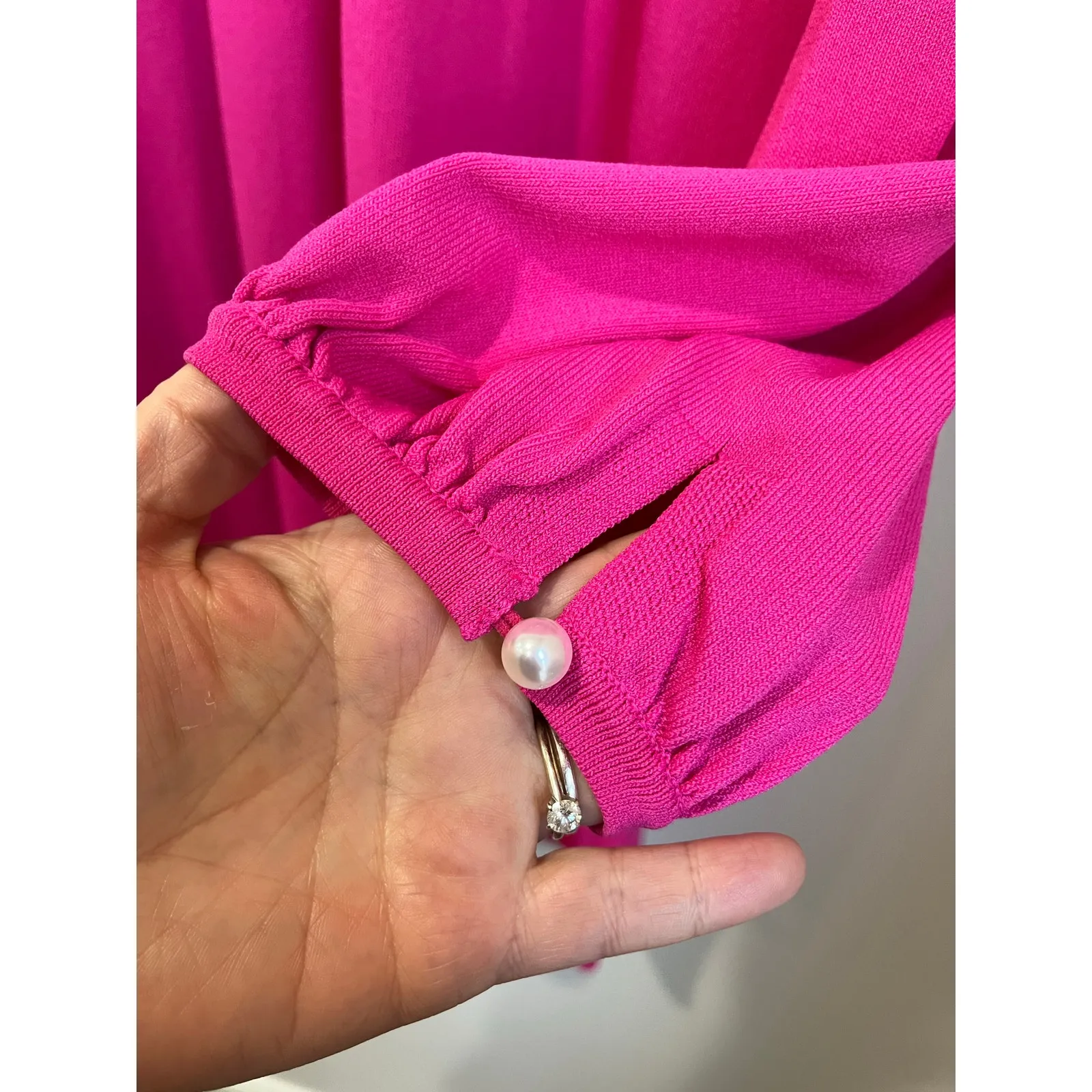 Tuckernuck Pomander Place Hot Pink Long Sleeve Mini Dress Preppy Size XL - Image 6