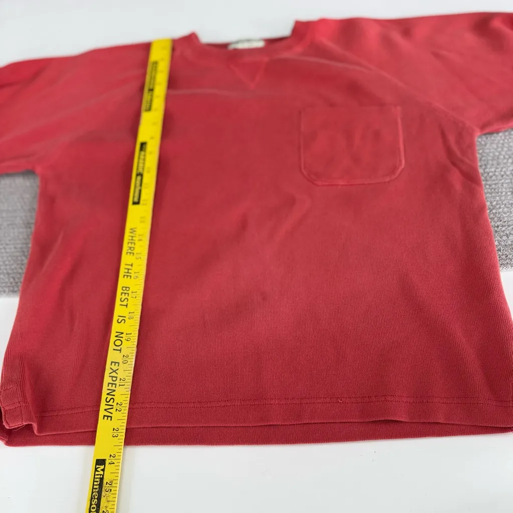 Eddie Bauer Coral Red Orange Cotton Crewneck Sweater Front Pocket Sz Medium - Image 7