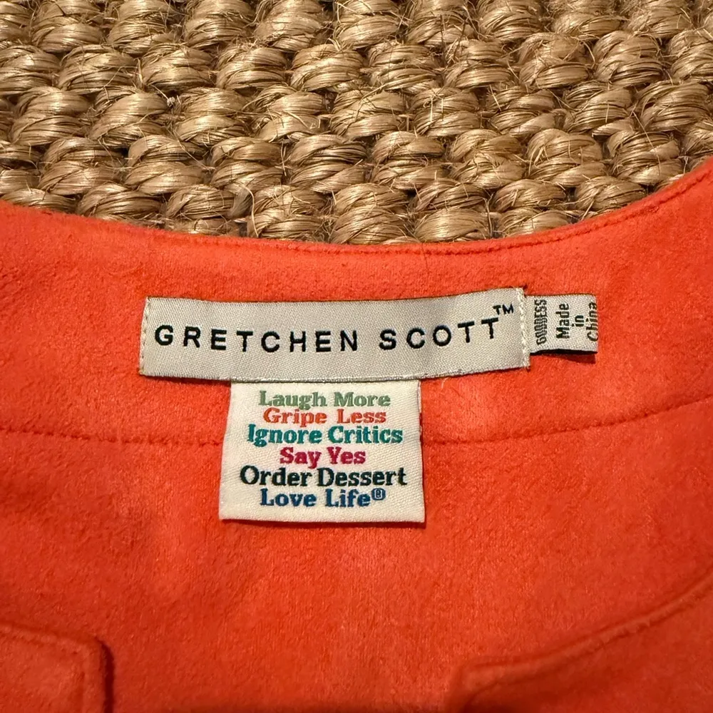 Gretchen Scott suede beach resortwear orange shift top women’s size XL - Image 7