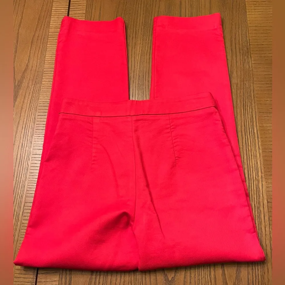 ZARA Straight-Fit Slim Stretch Mid-Rise Cigarette Ankle Pants Tomato Red Size XS - Image 5