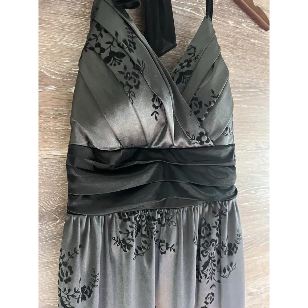 Y2K Dress Size Large Black Vintage Mini Party Trixxi Gothic Whimsical V Neck Tie - Image 3