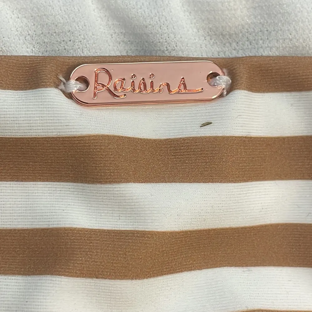 Raisins full moon swim bikini bottom stripes black white brown low rider New L - Image 3