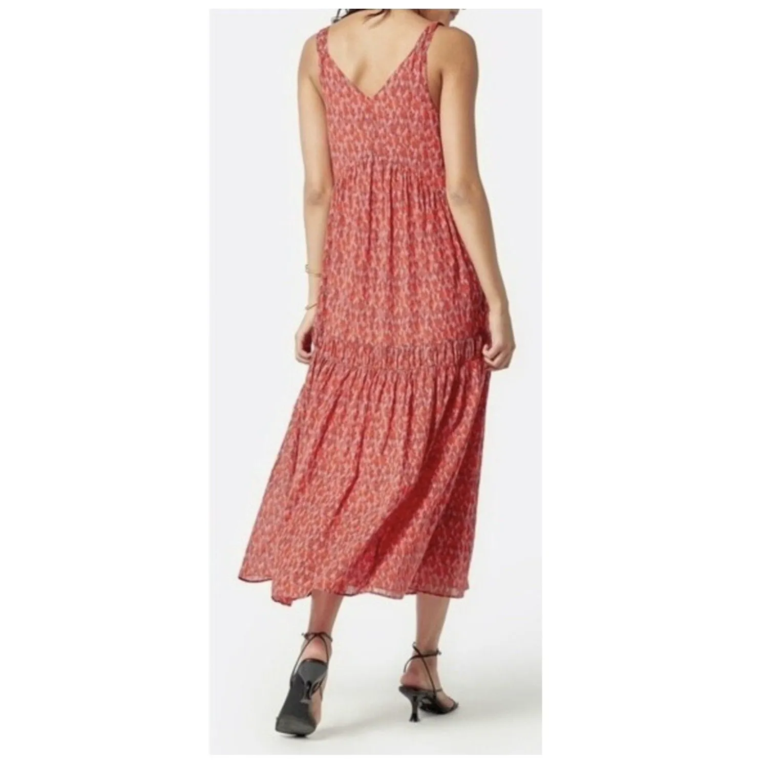 Joie Pink Red Maxi Dress Sundress Bohemian Sleeveless Bondi Size Large Tea Rose - Image 2