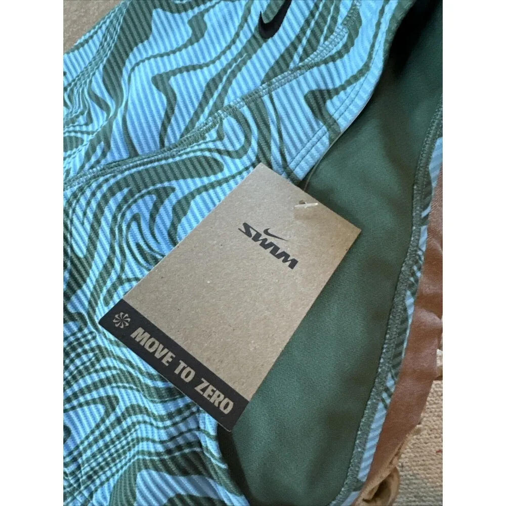 Women's High Rise Swim Bottom Swirl- Aquarius Blue Size XL Blue Green New - Image 4