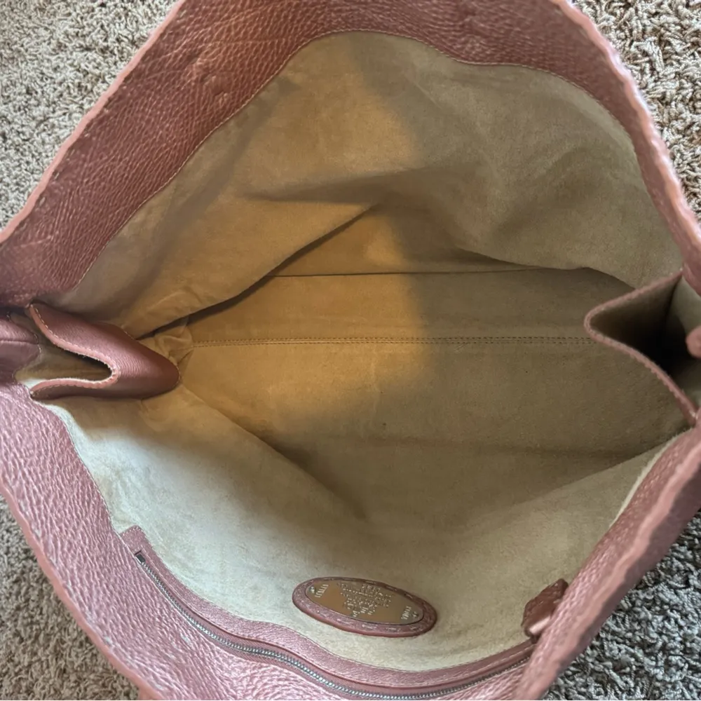 FENDI Selleria Large leather tote Pink shimmer shoulder bag - Image 9