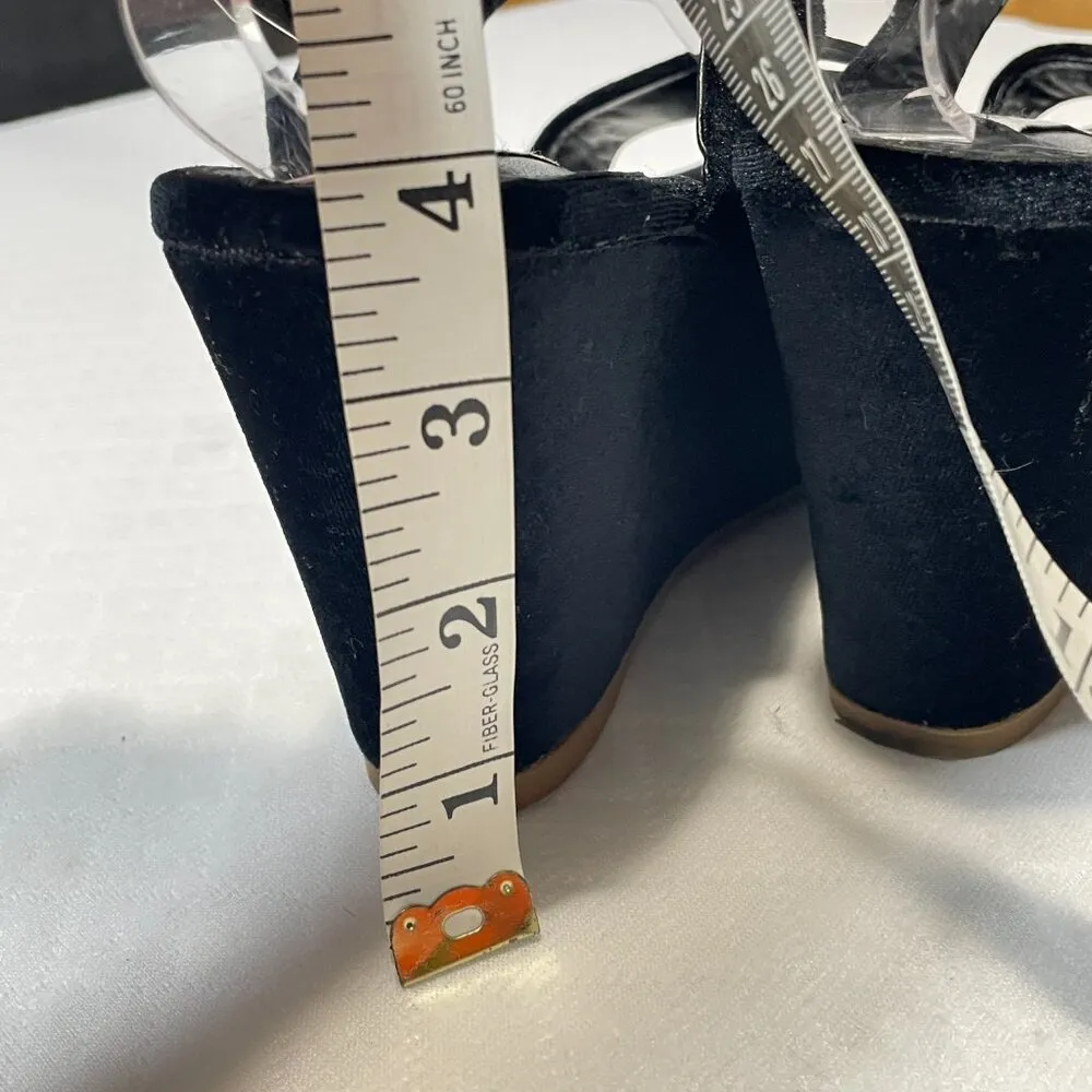 Steve‎ Madden Carlyle Women's Black Velvet Wedge Sandals Size 10M - Image 3