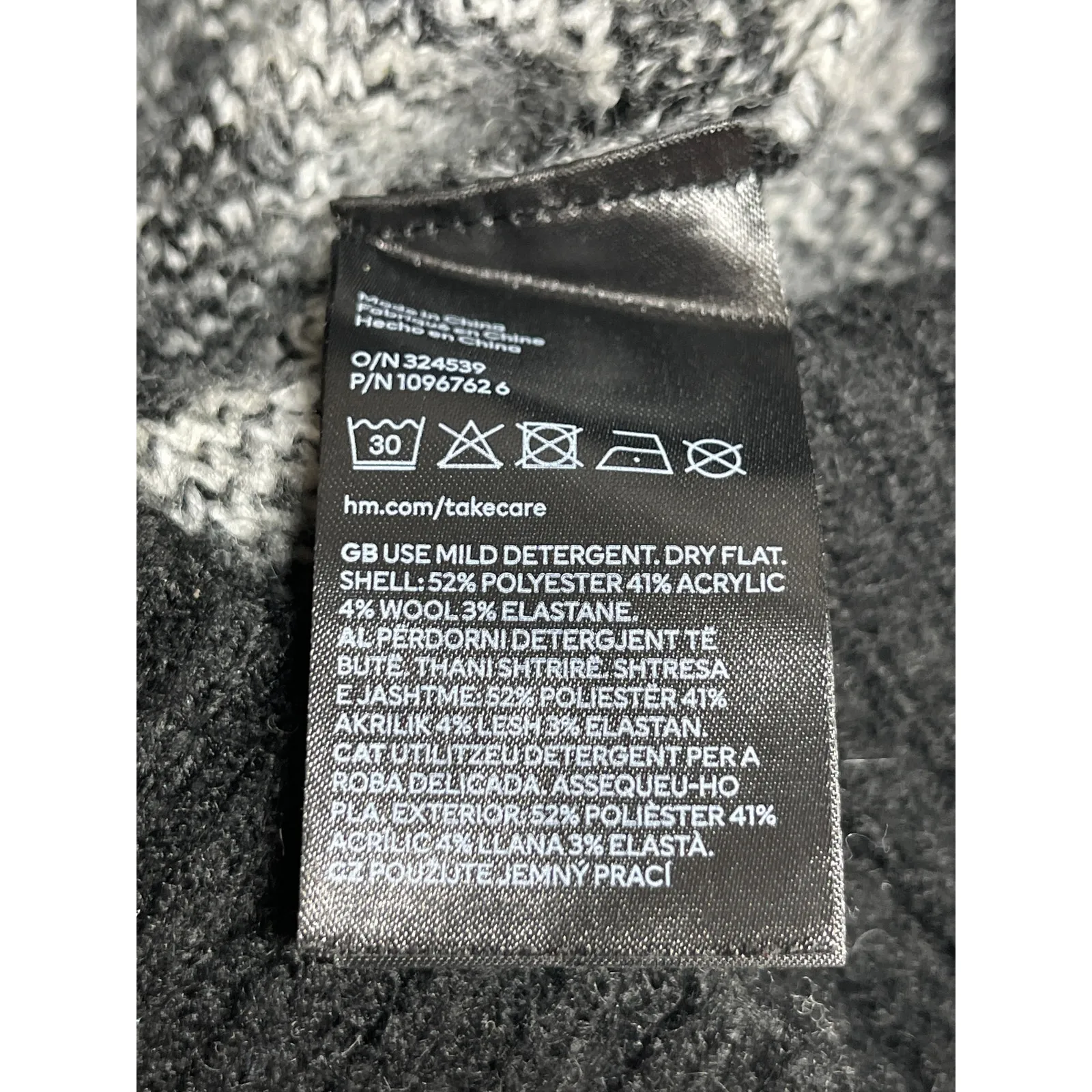 H&M Womens Houndstooth Crew Neck Long Sleeve Tunic Sweatshirt Sweater Top Size L - Image 4