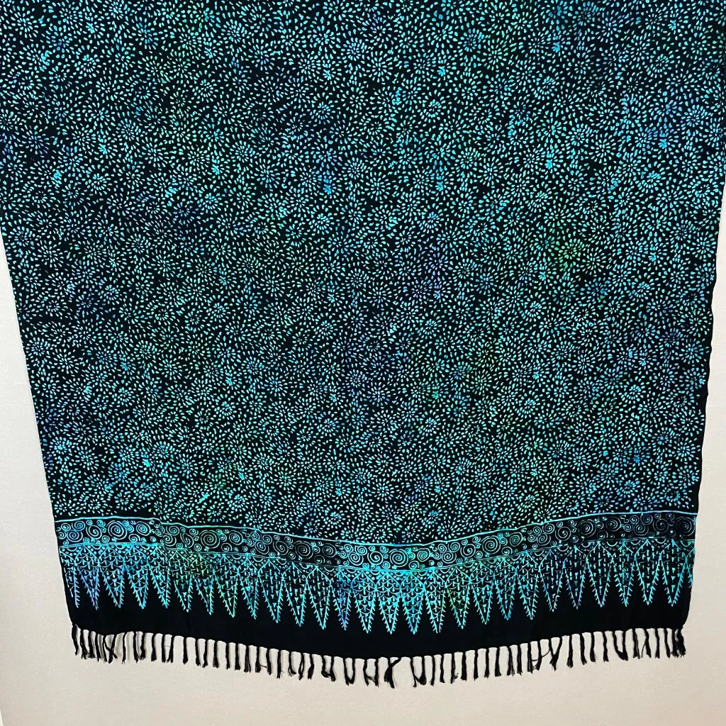 Sarong Batik Pattern Fringe Blue Black Colorful Skirt Dress Teardrop Dots Women‎ Size undefined - Image 4