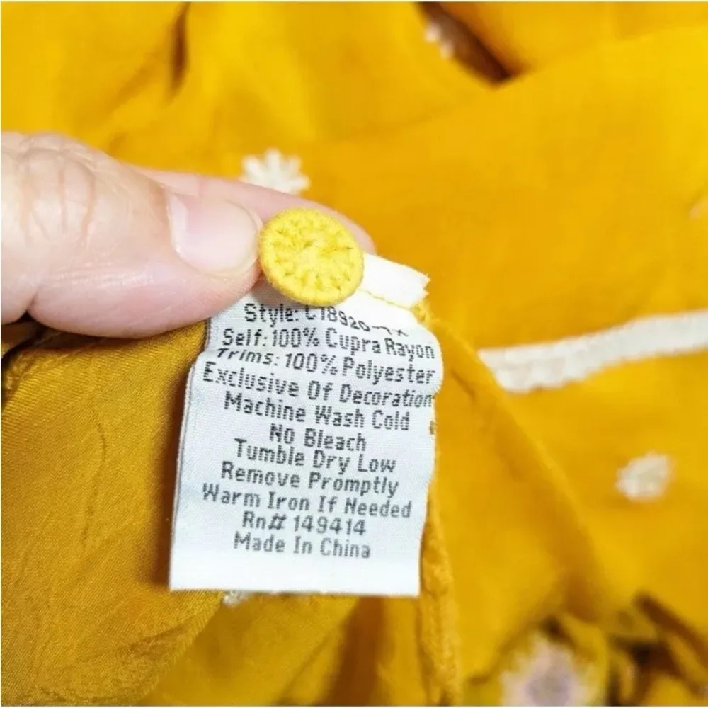 RARE Johnny Was Tove Tove Yellow Floral Embroidered Button Down BlouseSz S XC - Image 12